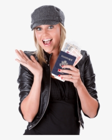 Passport-girl - Girl With Passport In Hand, HD Png Download, Transparent PNG