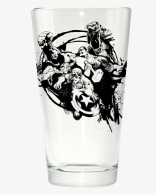Avengers Group Circle Pint Glass - Avengers Black And White, HD Png Download, Transparent PNG