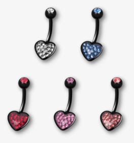 Pvd Black Steel Crystal Heart Banana - Earrings, HD Png Download, Transparent PNG