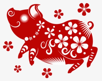 Happy Paper-cut Pigs Celebrate New Year S Day - Chinese Cutting Paper Pig, HD Png Download, Transparent PNG