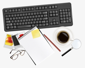 Vector Computer Office Top Euclidean Paper Keyboard - Top View Office Desk Png, Transparent Png, Transparent PNG