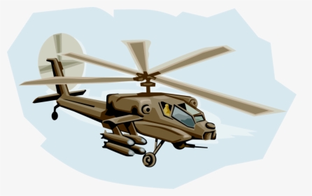 Vector Illustration Of Boeing Ah 64 Apache Attack Helicopter - Helicopter Rotor, HD Png Download, Transparent PNG