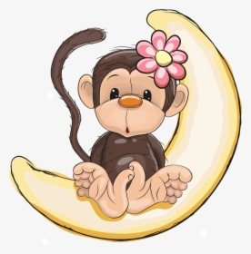 Monkey And Moon Clipart - Cute Cartoon Monkey, HD Png Download, Transparent PNG