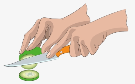 Hands, Knife, Hand, Woman, Nutrition, Cucumber - Cartoon Knife In Hand, HD  Png Download , Transparent Png Image - PNGitem
