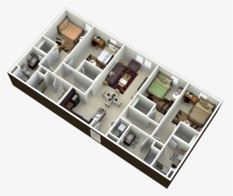 4 Bedroom Rectangular Apartment Plan, HD Png Download, Transparent PNG