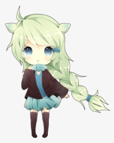 Chibi Girl Green Hair , Png Download - Cute Green Anime Girl, Transparent Png, Transparent PNG