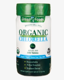 Green Foods Broken Cell Wall Organic Chlorella 200 - Bottle, HD Png Download, Transparent PNG
