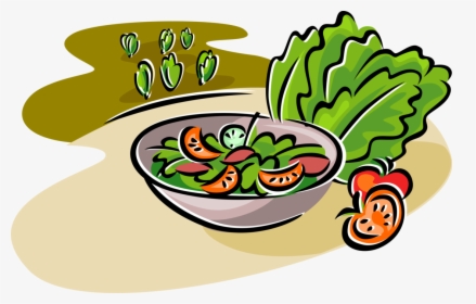 Vector Illustration Of Fresh Green Salad With Romaine - Cooked Vegetables Clip Art, HD Png Download, Transparent PNG