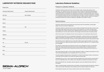 Printable Lab Notebook Paper Main Image - Sigma-aldrich, HD Png Download, Transparent PNG