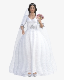 Women, Wedding, Character, Flowers, Veil - Wedding Dress, HD Png Download, Transparent PNG