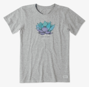 Women S Lotus Flower Engraved Crusher Tee - T Shirt Life Is Good, HD Png Download, Transparent PNG