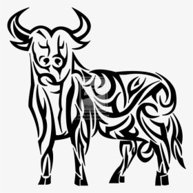 Big Tribal Bull Tattoo - Bull Tattoo Png, Transparent Png, Transparent PNG