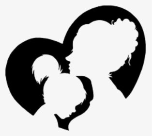 Silhouette Mother Daughter Drawing Art - Mom And Daughter Drawing, HD Png Download, Transparent PNG