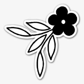 Cute Black Flower Sticker - Flower Stickers Black And White, HD Png Download, Transparent PNG