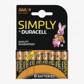 Duracell Simply Aaa Batteries {mn2400b8simply} Carded - Simply Duracell Aaa Batteries, HD Png Download, Transparent PNG