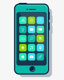 Simple A Phone Screen Showing Mobile Apps - Cell Phone Apps Clipart, HD Png Download, Transparent PNG