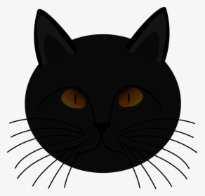 Black Cat Kitten Clip Art - Black Cat Face Drawing, HD Png Download, Transparent PNG