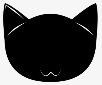 Cat,black Cat,small To Medium Sized And White - Cute Cat Face Silhouette, HD Png Download, Transparent PNG