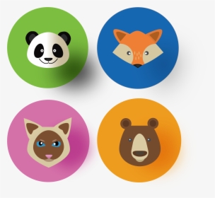 Round Color Animal Panda Fox Icon Vector Flat Icon - Icon, HD Png Download, Transparent PNG