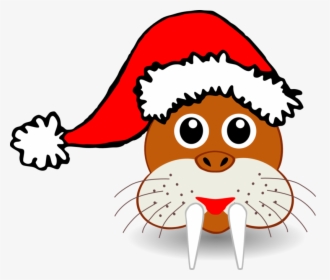 Walrus, Seal, Fangs, Animal, Christmas, Santa Claus - Christmas Animal Clipart, HD Png Download, Transparent PNG