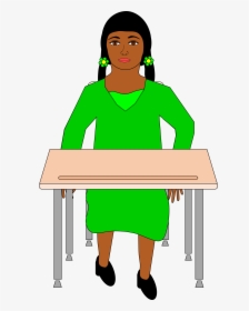 Girl Waiting Clip - Student Sitting At The Desk Clipart, HD Png Download, Transparent PNG