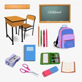Student School Classroom Object Clip Art - Objects In The School, HD Png Download, Transparent PNG