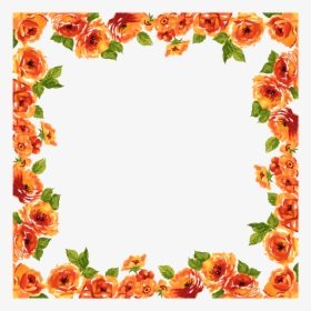 Fancy Wedding Border Transparent - Flower Design Border Orange, HD Png Download, Transparent PNG