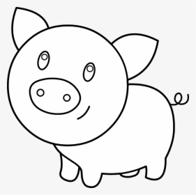Pig Clipart Face - Pig Cartoon Black And White, HD Png Download, Transparent PNG