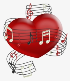 Music Notes Red Heart Clipart - Music And Hearts Png, Transparent Png, Transparent PNG