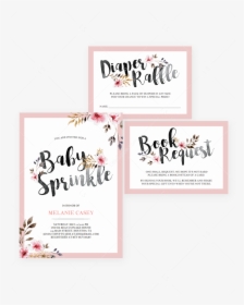 Baby Sprinkle Invitation Set Floral Editable Template - Calligraphy, HD Png Download, Transparent PNG
