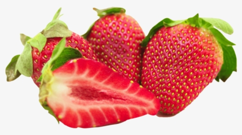Strawberries With Leaf And Sliced - Strawberry, HD Png Download, Transparent PNG