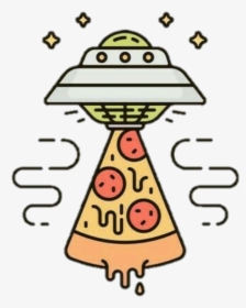 #stickers #alien #alienigena #pizza #nave #nave Espacial - Ufo Pizza Aesthetic, HD Png Download, Transparent PNG