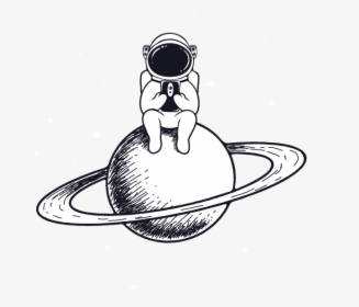 Transparent Ringed Planet Png - Astronaut Sitting Illustration Png, Png Download, Transparent PNG