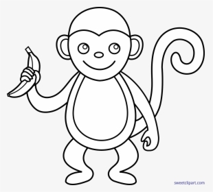 Transparent Baboon Clipart - Monkey Cartoon Black And White Png, Png Download, Transparent PNG