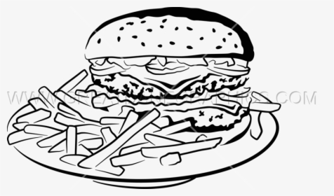 Burger Fries Production Ready - Black And White Clip Art Burger, HD Png Download, Transparent PNG