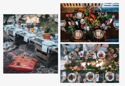 Boho Friendmas Christmas Styling Table Settings - Collage, HD Png Download, Transparent PNG