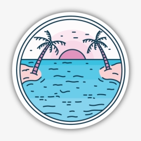 Palm Sunset Sticker - Ocean Water Bottle Stickers, HD Png Download, Transparent PNG