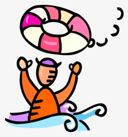 Vector Illustration Of Man Overboard Grabs Life Ring - Man Overboard Clipart, HD Png Download, Transparent PNG