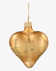 Heart Gold-coloured With Musical Notes - Gold Christmas Ornament Music Note, HD Png Download, Transparent PNG