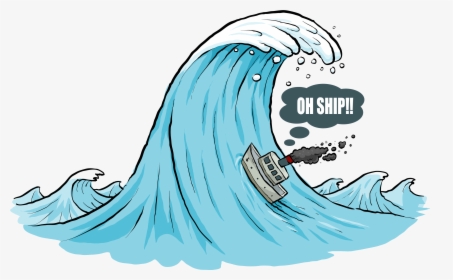 Cartoon Wave - Wave Crashing Boat Cartoon, HD Png Download, Transparent PNG