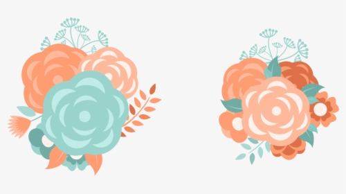 Peach Flower Clipart Wedding - Aqua And Orange Flower, HD Png Download, Transparent PNG