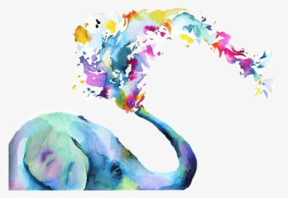 #elephant #watercolor #rainbow #water - Let's Make Art Elephant, HD Png Download, Transparent PNG