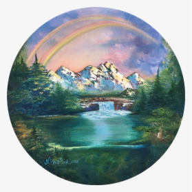 Rainbow In Mountains - Transparent Watercolor Circle Landscape, HD Png Download, Transparent PNG