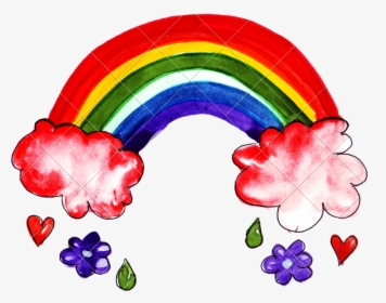 Hand Drawing Of Colorful Watercolor Rainbow - Clipart Watercolor Rainbow Png, Transparent Png, Transparent PNG