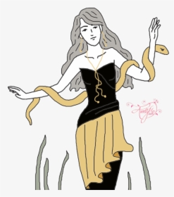 Yellow Snake Dream - Snake Around Someones Neck Drawing, HD Png Download, Transparent PNG