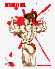 Biceps Drawing Back Double Bicep Picture Transparent - Claire Redfield Muscle Growth, HD Png Download, Transparent PNG