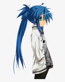 Transparent Lucky Star Konata Png - Blue Haired Anime Girl With Green Eyes, Png Download, Transparent PNG