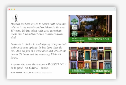 Dc Keeton Home Improvements- Television Spot - Online Advertising, HD Png Download, Transparent PNG