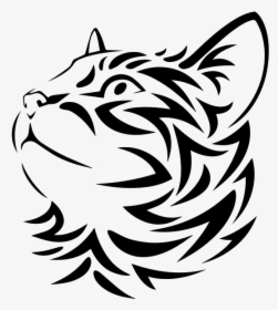 Vector Image Of Tribal Kitten Looking Up - Wood Burning Cat Patterns, HD Png Download, Transparent PNG