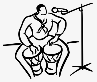Vector Illustration Of Musician Sings And Plays The - Drawing Of Someone Playing Bongos, HD Png Download, Transparent PNG